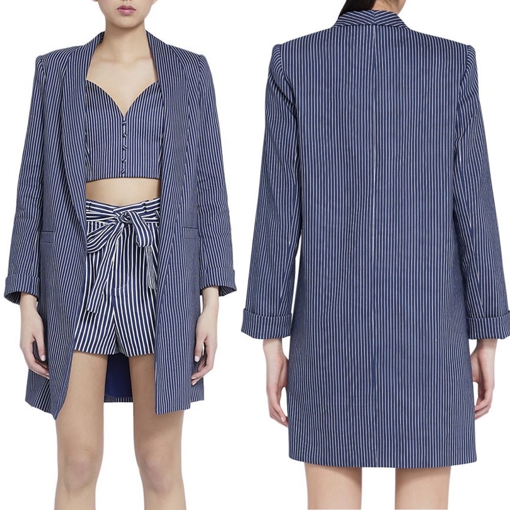 Alice + Olivia Kylie Shawl-Collar Striped Blazer In Love Me Stripe - Medium - Picture 2 of 7